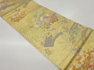 地紙に松竹梅・花々模様織出し袋帯